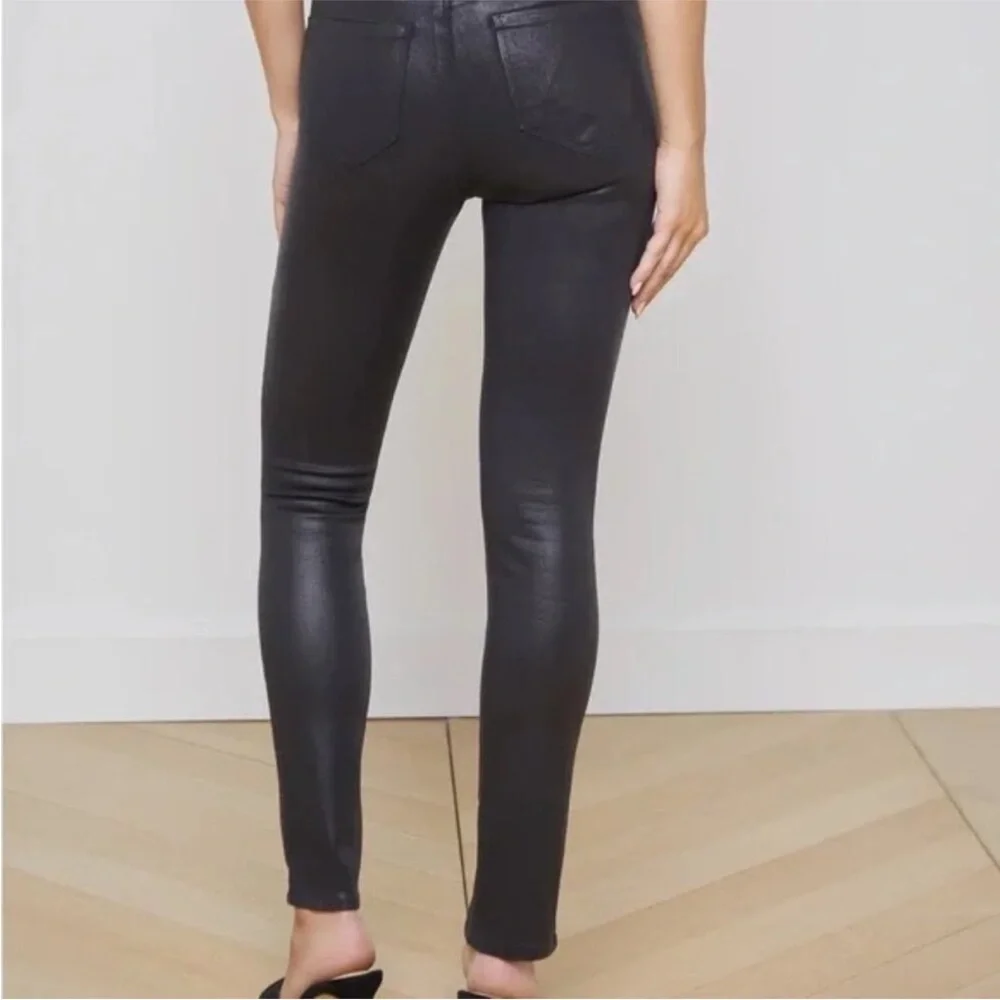 NWOT L'AGENCE Jyothi Coated Split Ankle High Rise Bodycon Skinny Jeans Size 29
